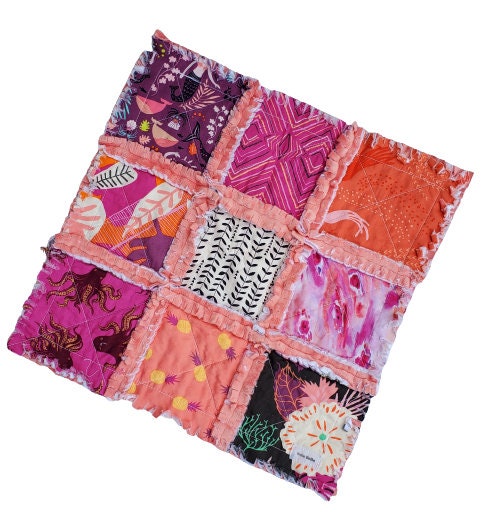 Handmade Quilt, Mermaid Quilt, Siren Mermaids, Patchwork Quilt, Lovey Blanket, Baby Shower Gift, Boho Quilt, Rag Quilt, Crib Quilt