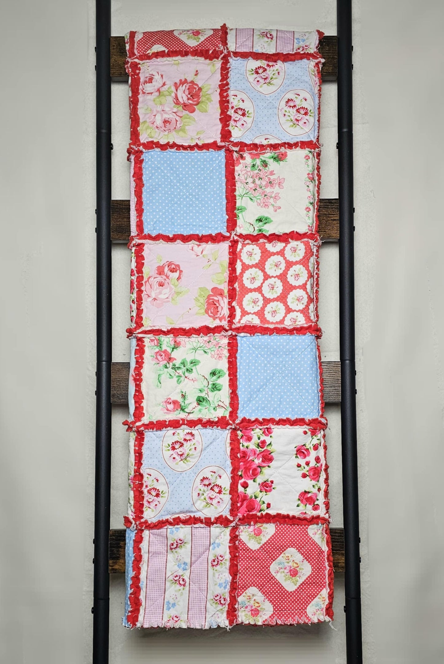 Handmade Quilt, Baby Shower Gift, Shabby Chic Quilt, Crib Quilt, Rag Quilt, Floral Quilt, Lovey Blanket, Patchwork Quilt, Toddler Quilt