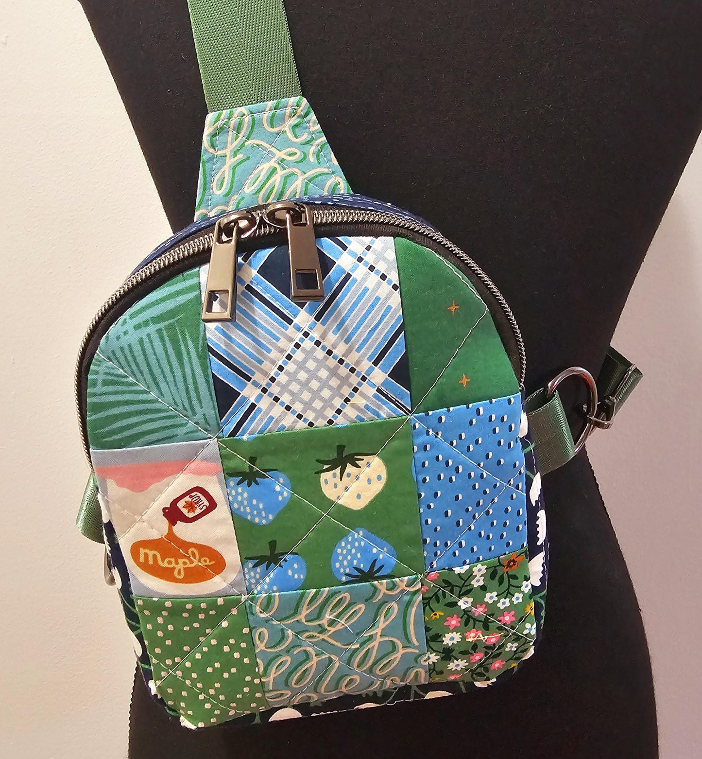 Mini Sling Backpack, Crossbody Backpack, Patchwork Purse, Ruby Star Society, Gift for Girls, Christmas Gift, Strawberry & Friends, Mav Sling
