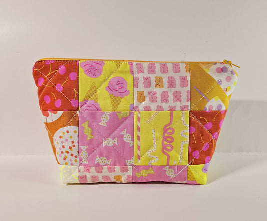 Patchwork Zippered Pouch, Cosmetic Bag, Toiletry Bag, Gifts for Her, Unique Gift, Ruby Star Society, Handmade Quilted Pouch, Christmas Gift