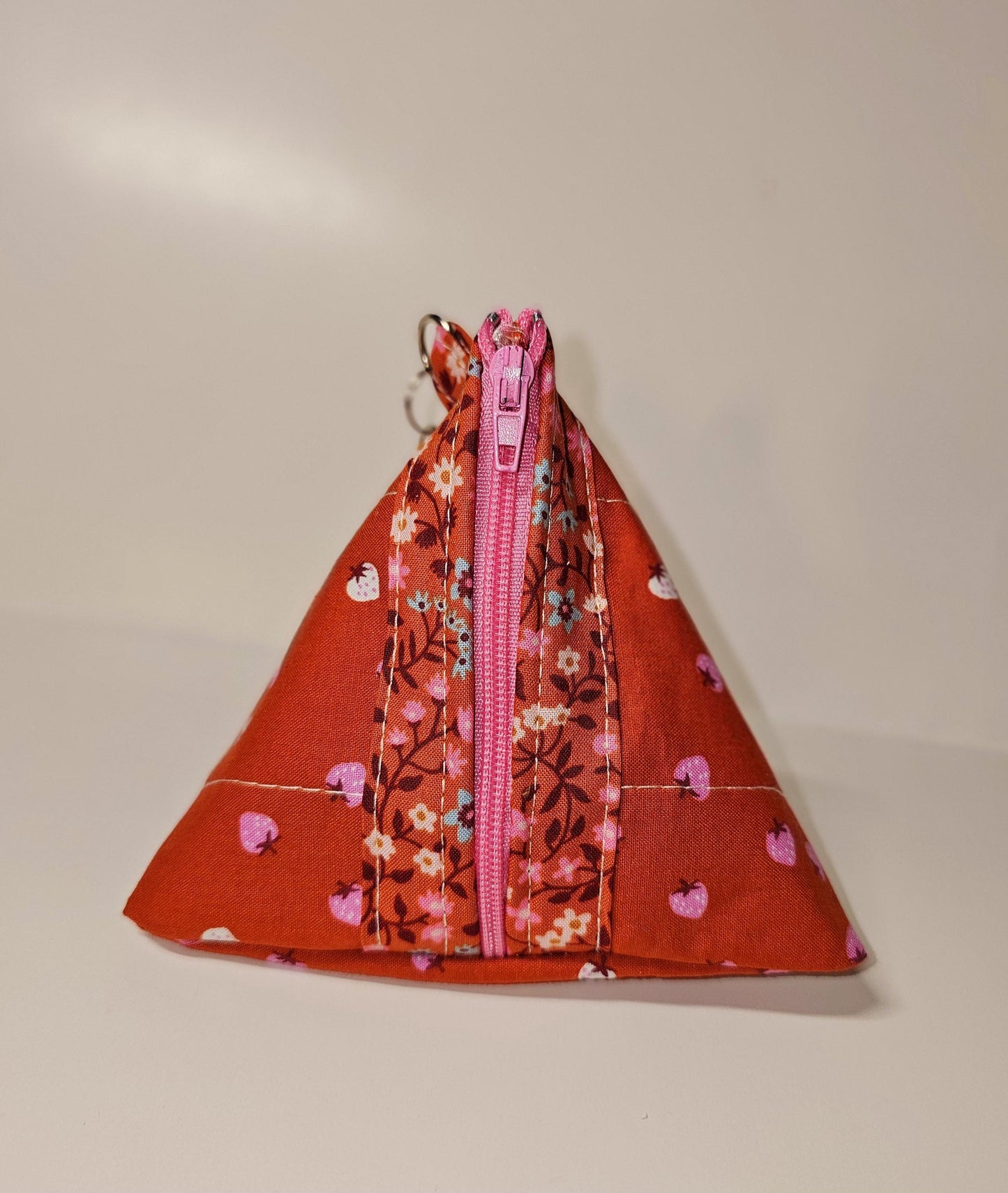 Pyramid Zippered Pouch, Coin Purse, Gifts for Her, Ruby Star Society, Quilted Pouch, Christmas Gift, Stocking Stuffers, Strawberry Pouch