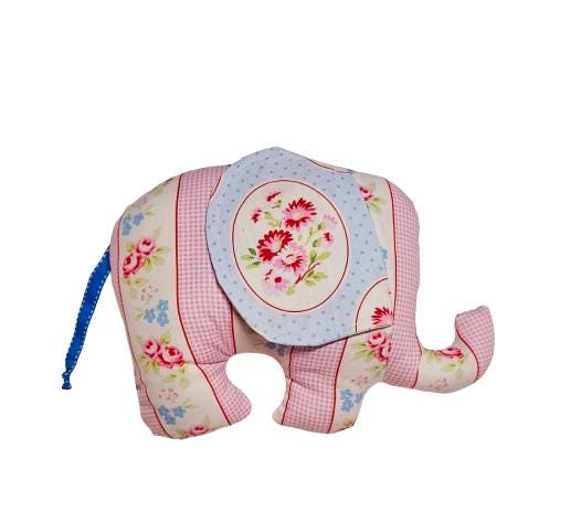 Floral Baby Gift, Stuffed Animal, Plush Elephant, Baby Shower Gift, Vintage Roses, Gifts for Her, Boho Baby Gift, Handmade Plushie