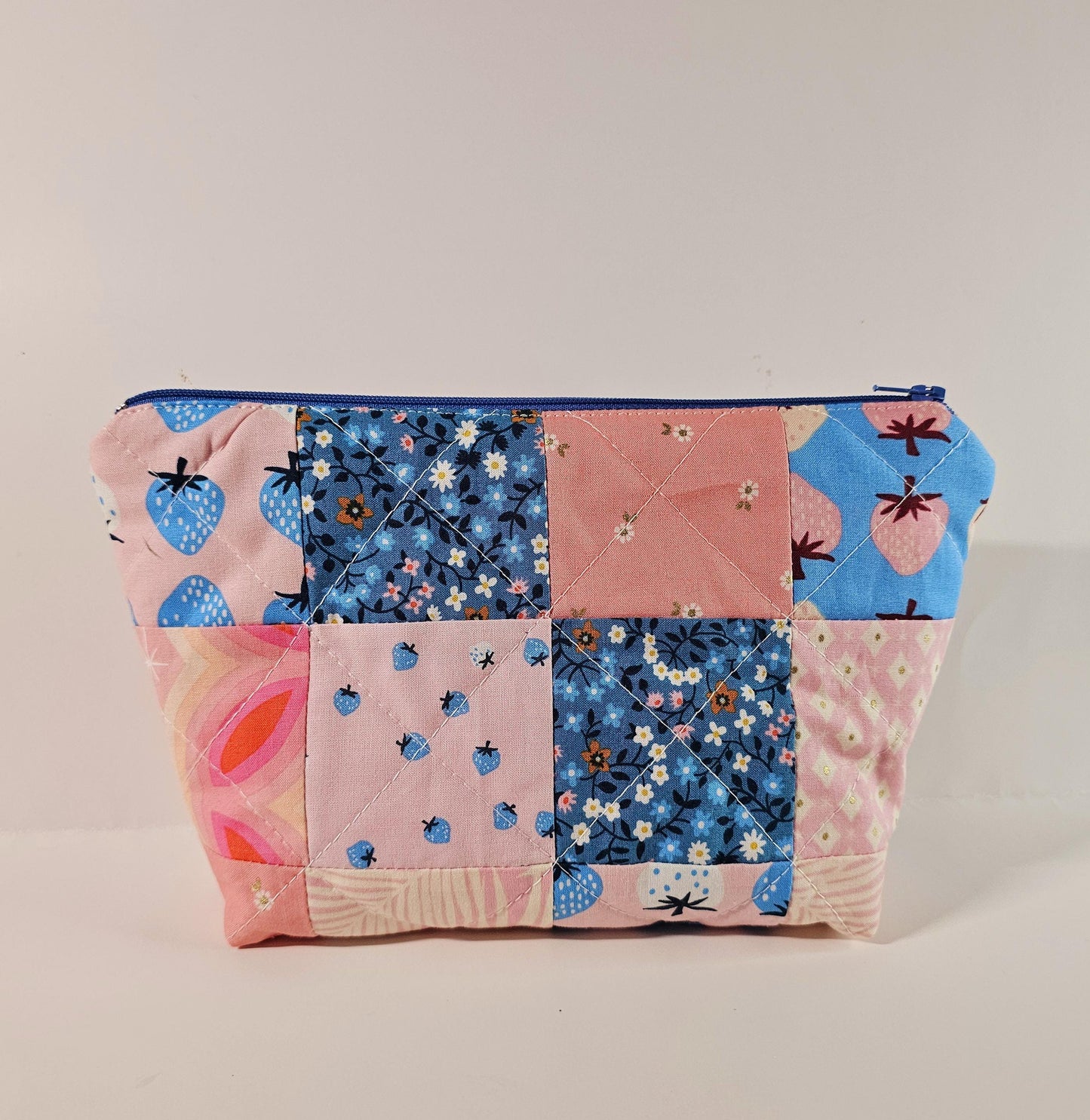 Patchwork Zippered Pouch, Cosmetic Bag, Toiletry Bag, Gifts for Her, Unique Gift, Ruby Star Society, Handmade Quilted Pouch, Christmas Gift