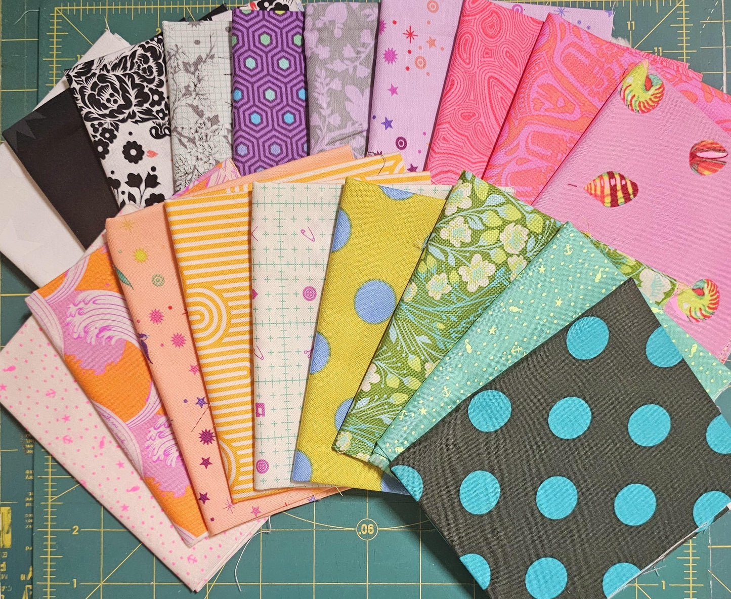 Tula Pink Fabric, Out of Print, Stash Builder, Fabric Bundle, Fat Quarter, Zuma, Lineworks, True Colors, Monkey Wrench, Rainbow Bundle