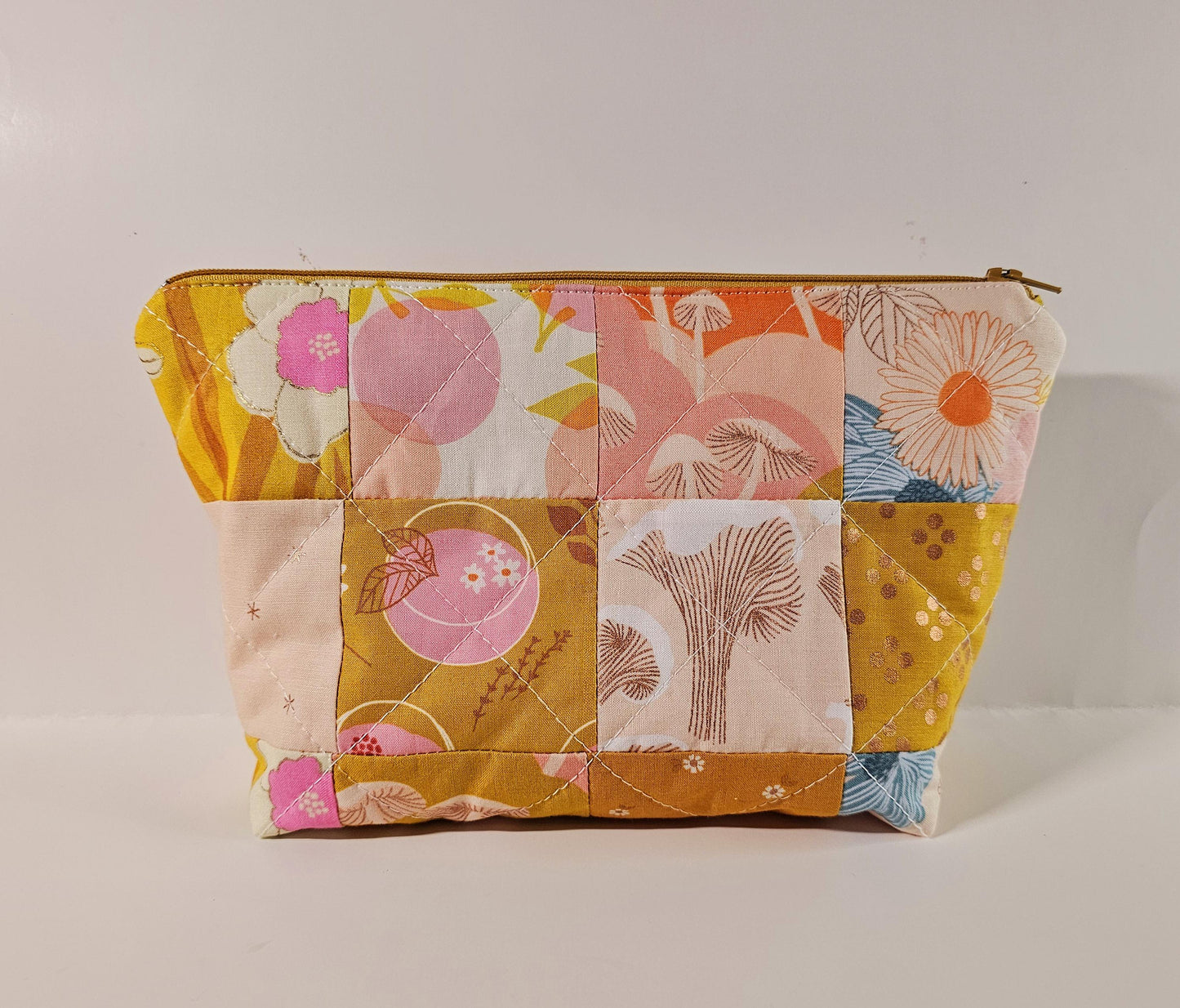Patchwork Zippered Pouch, Cosmetic Bag, Toiletry Bag, Gifts for Her, Unique Gift, Ruby Star Society, Handmade Quilted Pouch, Christmas Gift