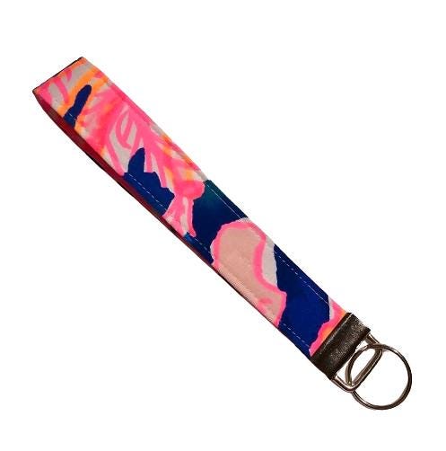 Key Fob Keychain, Keychain Wristlet, Lilly Fabric, Key Wristlet,  Fabric Keychain, Wristlet Keyfob, Wristlet Keychain, Gift for Her, Preppy