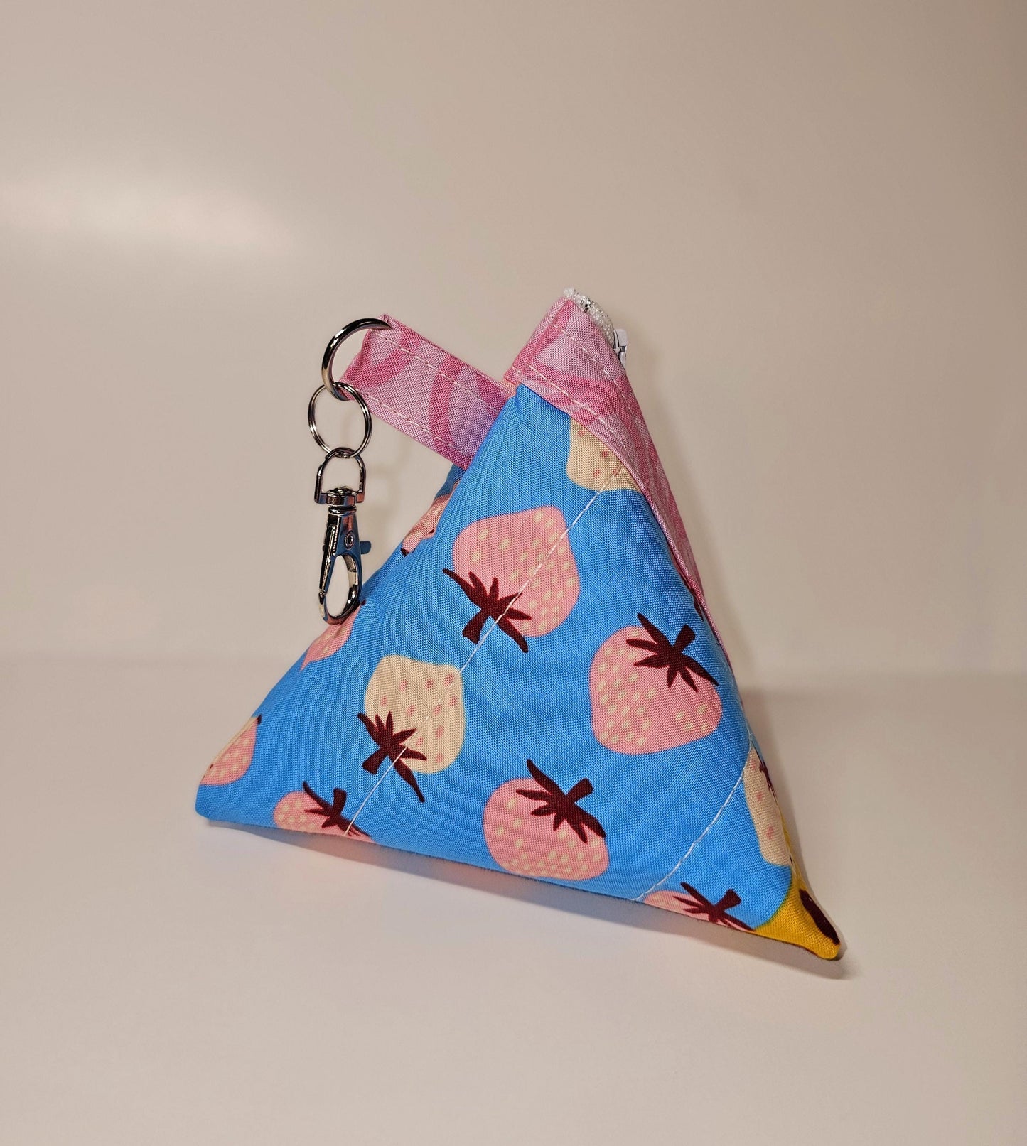 Pyramid Zippered Pouch, Coin Purse, Gifts for Her, Ruby Star Society, Quilted Pouch, Christmas Gift, Stocking Stuffers, Strawberry Pouch