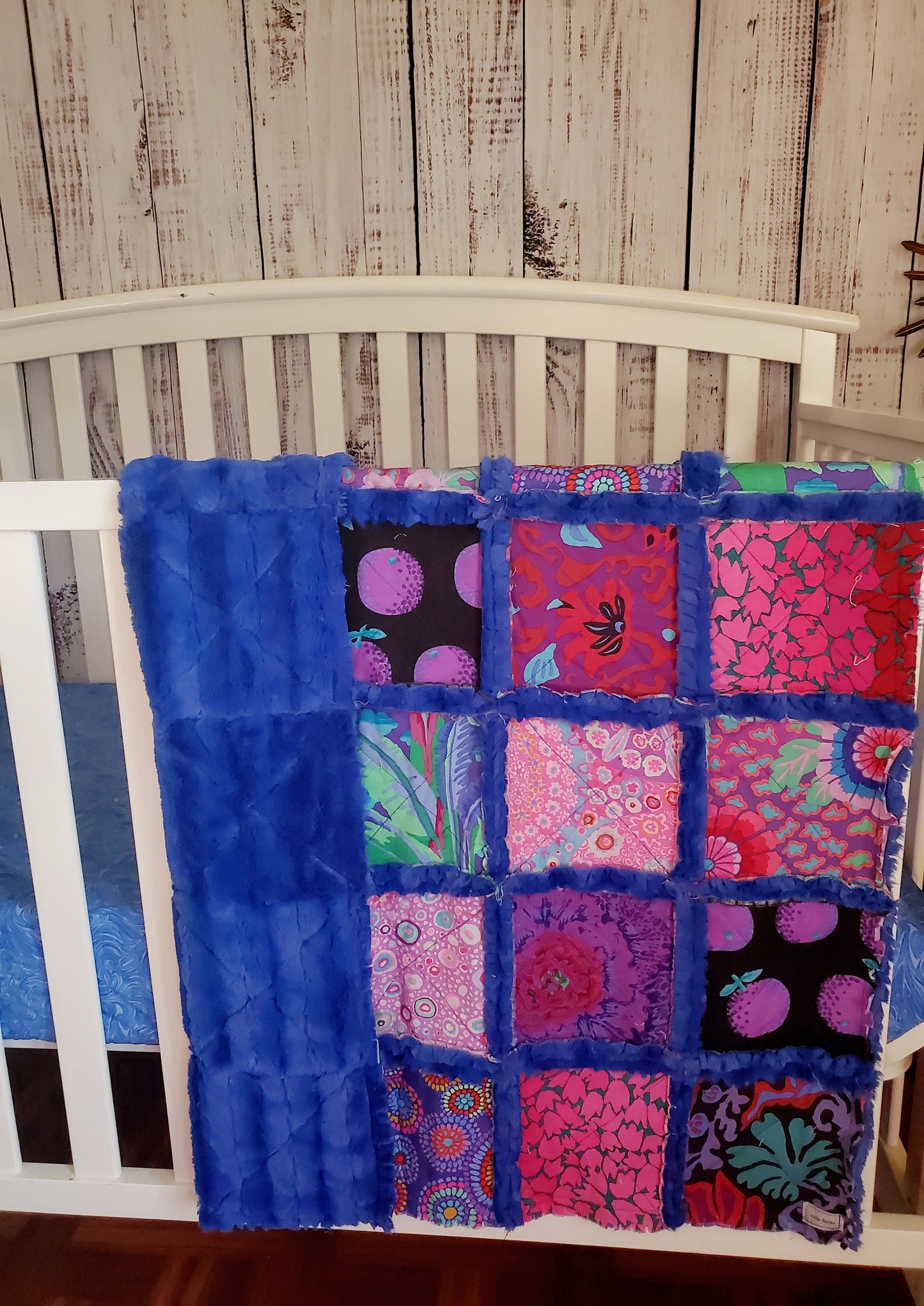 Patchwork Crib Quilt, Handmade Quilt, Floral Quilt, , Baby Quilt, Security Blanket, Boho Quilt, Kaffe Fasset, Baby Shower Gift