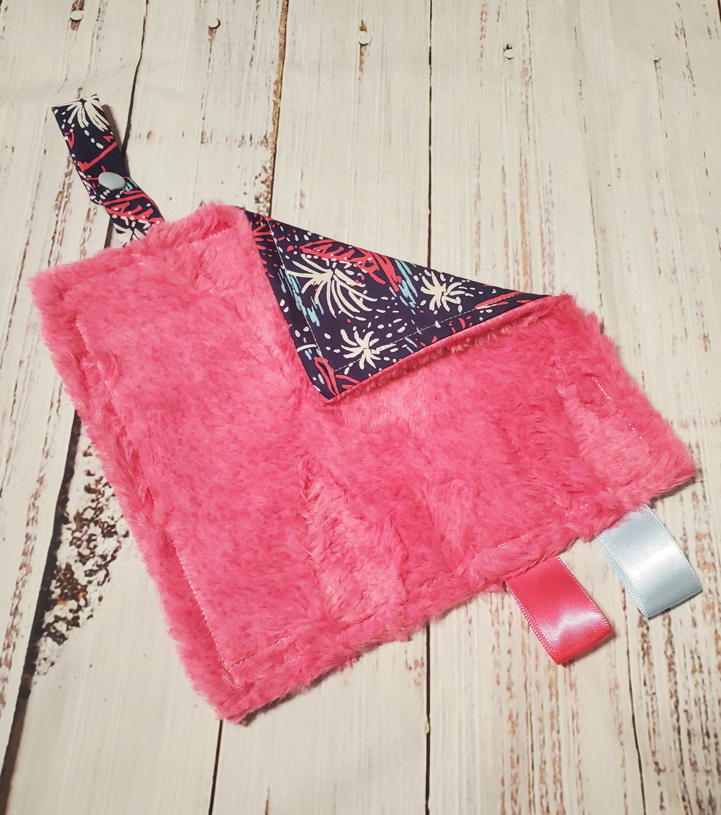 Crinkle Lovey, Sparks Fly, Mini Lovey, Lilly Pacifier Holder, 4th of July, Pacifier Keeper, Pacifier Lovey, Baby Girl Gift, Baby Shower Gift