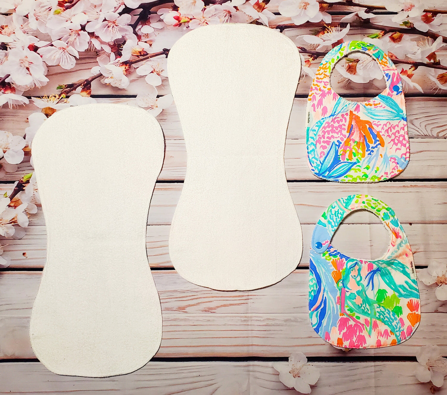 Lilly Mermaids Gift Set, Bib & Burp Cloth Set, Bibs for Girls, Baby Shower Gift, Lilly Gift Set, Gifts for Her, Mermaids Cove, Burp Cloth