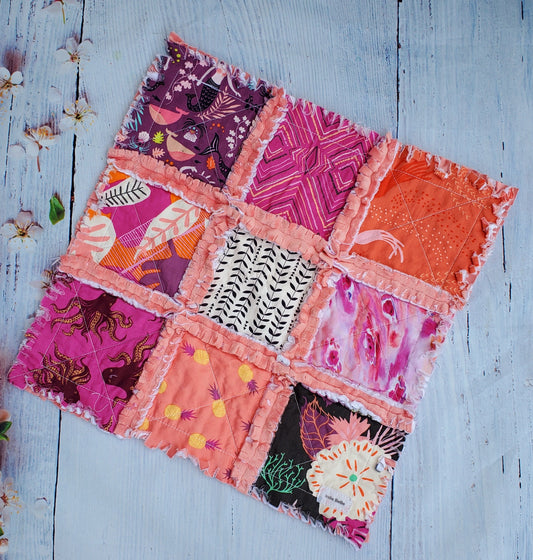 Handmade Quilt, Mermaid Quilt, Siren Mermaids, Patchwork Quilt, Lovey Blanket, Baby Shower Gift, Boho Quilt, Rag Quilt, Crib Quilt