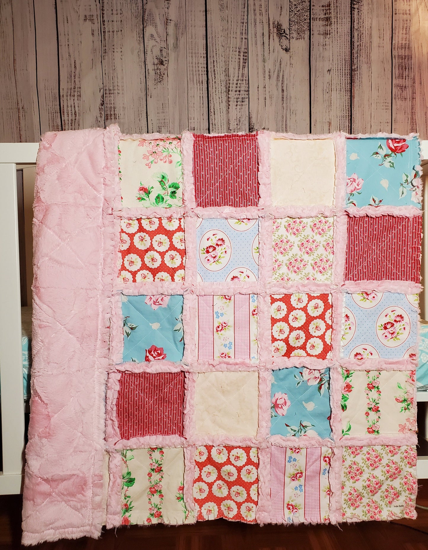 Handmade Quilt for Sale, Crib Bedding, Shabby Chic Quilt, Floral, Baby Bedding, Crib Quilt, Crib Bedding, Minky Blanket, Nursery Bedding