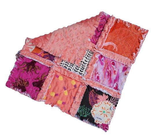 Handmade Quilt, Mermaid Quilt, Siren Mermaids, Patchwork Quilt, Lovey Blanket, Baby Shower Gift, Boho Quilt, Rag Quilt, Crib Quilt