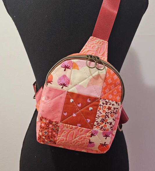Mini Sling Backpack, Crossbody Backpack, Patchwork Purse, Ruby Star Society, Gift for Girls, Christmas Gift, Strawberry & Friends, Mav Sling