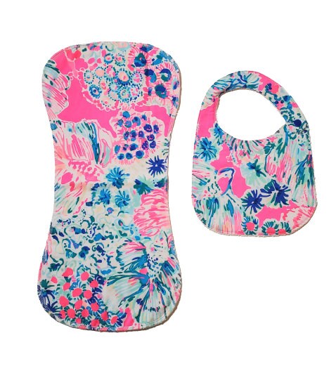 Lilly Mermaids Gift Set, Bib & Burp Cloth Set, Bibs for Girls, Baby Shower Gift, Gift for New Mom, Gifts for Her, Mermaids Cove, Burp Cloth