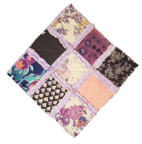 Alexander Henry Sprites of Tillbrook in Light Purple Minky Rag Quilt Lovey