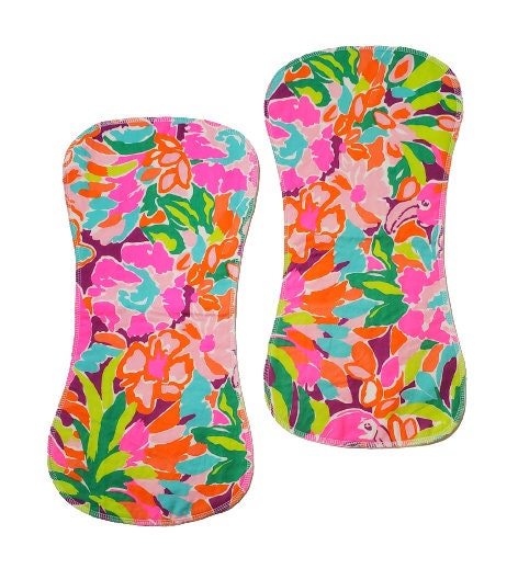 Lilly Burp Cloth Set, Burp Cloths for Girls, Baby Shower Gift, Gift for New Mom, Gifts for Her, Baby Gift, Lulu Flamingo Burp Cloths