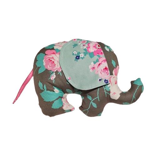 Floral Baby Gift, Stuffed Animal, Plush Elephant, Baby Shower Gift, Vintage Roses, Gifts for Her, Boho Baby Gift, Handmade Plushie