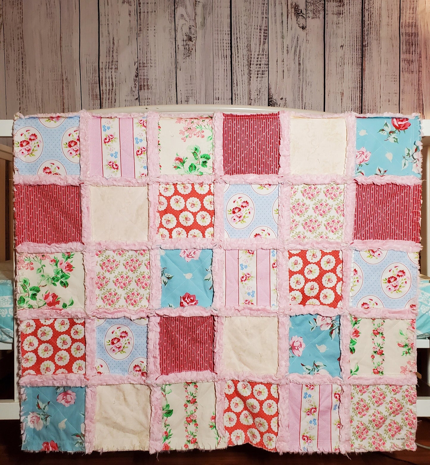 Handmade Quilt for Sale, Crib Bedding, Shabby Chic Quilt, Floral, Baby Bedding, Crib Quilt, Crib Bedding, Minky Blanket, Nursery Bedding