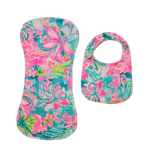 Lilly Mermaids Gift Set, Bib & Burp Cloth Set, Bibs for Girls, Baby Shower Gift, Gift for New Mom, Gifts for Her, Mermaids Cove, Burp Cloth