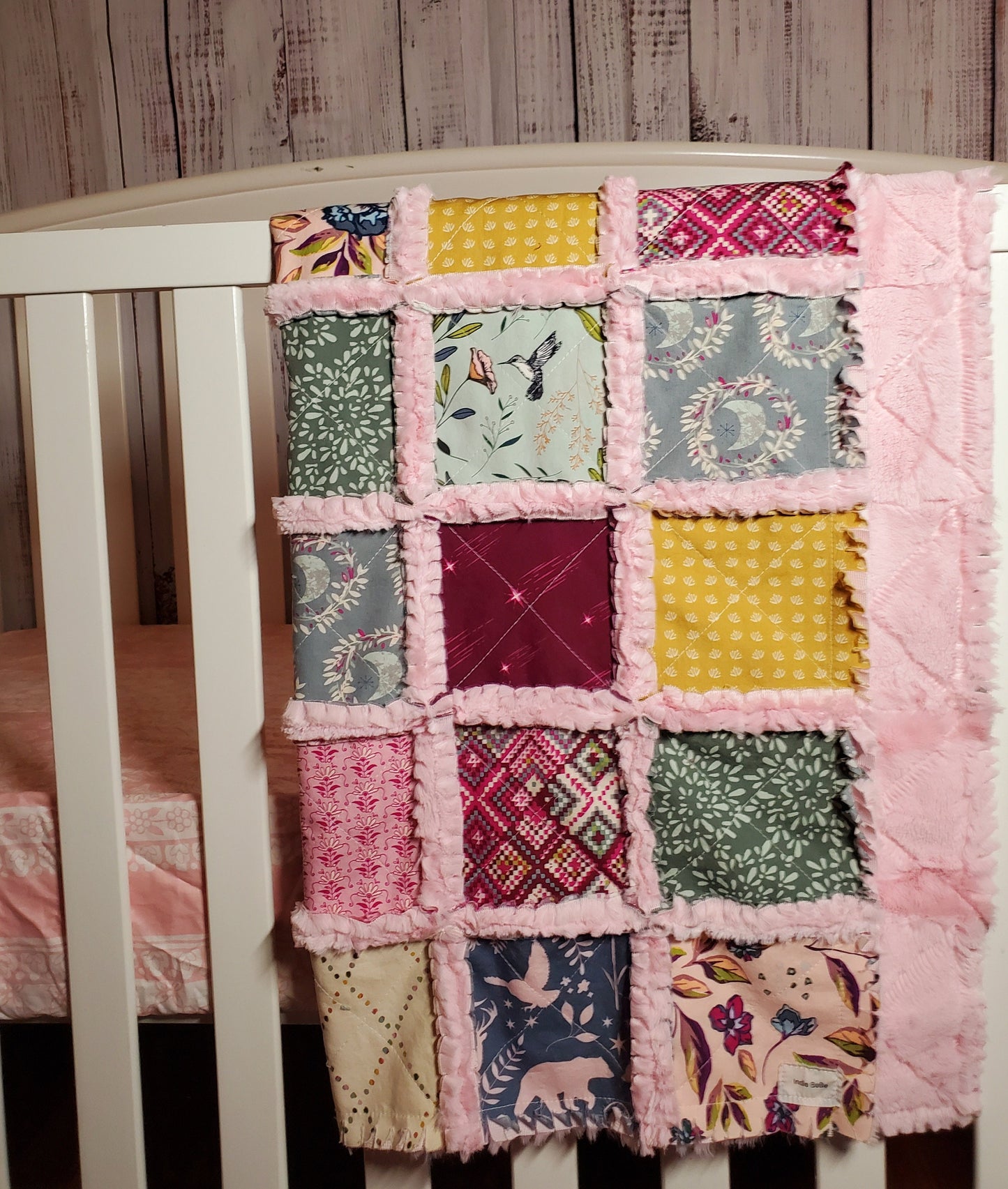 Handmade Quilt, Patchwork Quilt, Unicorn Quilt, Boho Quilt, Floral Quilt, Crib Quilt, Witchy Gifts, Baby Shower Gift, Lovey Blanket, Rag