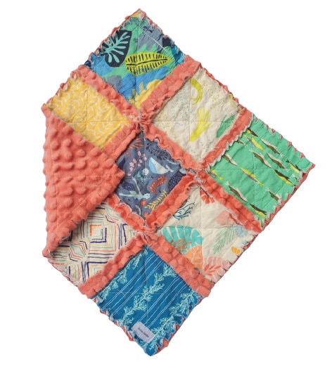 Handmade Quilt, Mermaid Quilt, Rag Quilt, Patchwork Quilt, Lovey Blanket, Baby Shower Gift, Boho Quilt, Rag Quilt, Crib Quilt, Mermaid Lovey