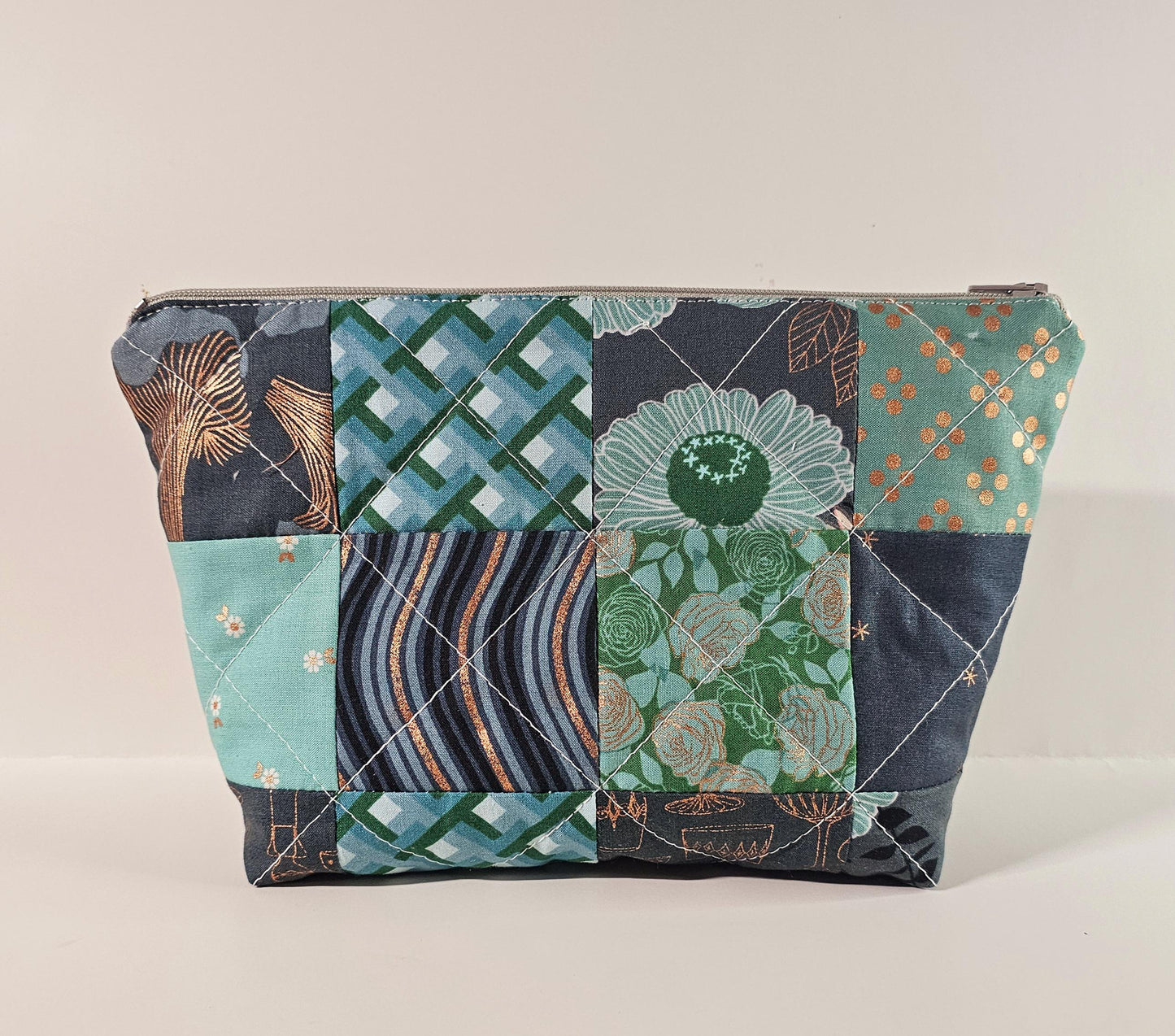 Patchwork Zippered Pouch, Cosmetic Bag, Toiletry Bag, Gifts for Her, Unique Gift, Ruby Star Society, Handmade Quilted Pouch, Christmas Gift