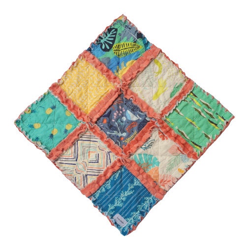 Handmade Quilt, Mermaid Quilt, Rag Quilt, Patchwork Quilt, Lovey Blanket, Baby Shower Gift, Boho Quilt, Rag Quilt, Crib Quilt, Mermaid Lovey