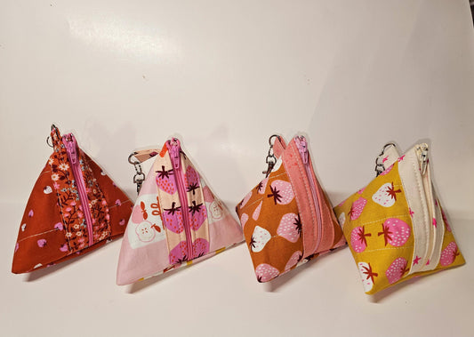 Pyramid Zippered Pouch, Coin Purse, Gifts for Her, Ruby Star Society, Quilted Pouch, Christmas Gift, Stocking Stuffers, Strawberry Pouch