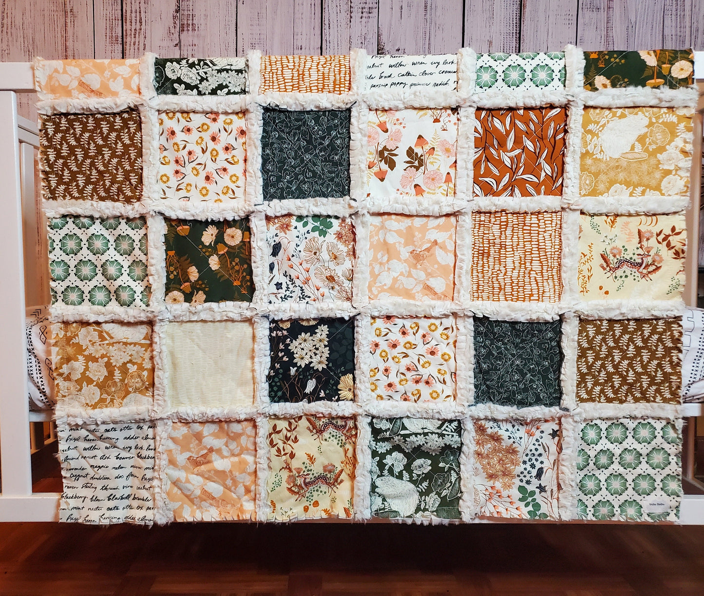 Woodland Quilt, Baby Quilt, Patchwork Crib Quilt, Minky Rag Quilt, Woodland Animals Quilt, Baby Girl Quilt, Crib Bedding, Nursery Bedding