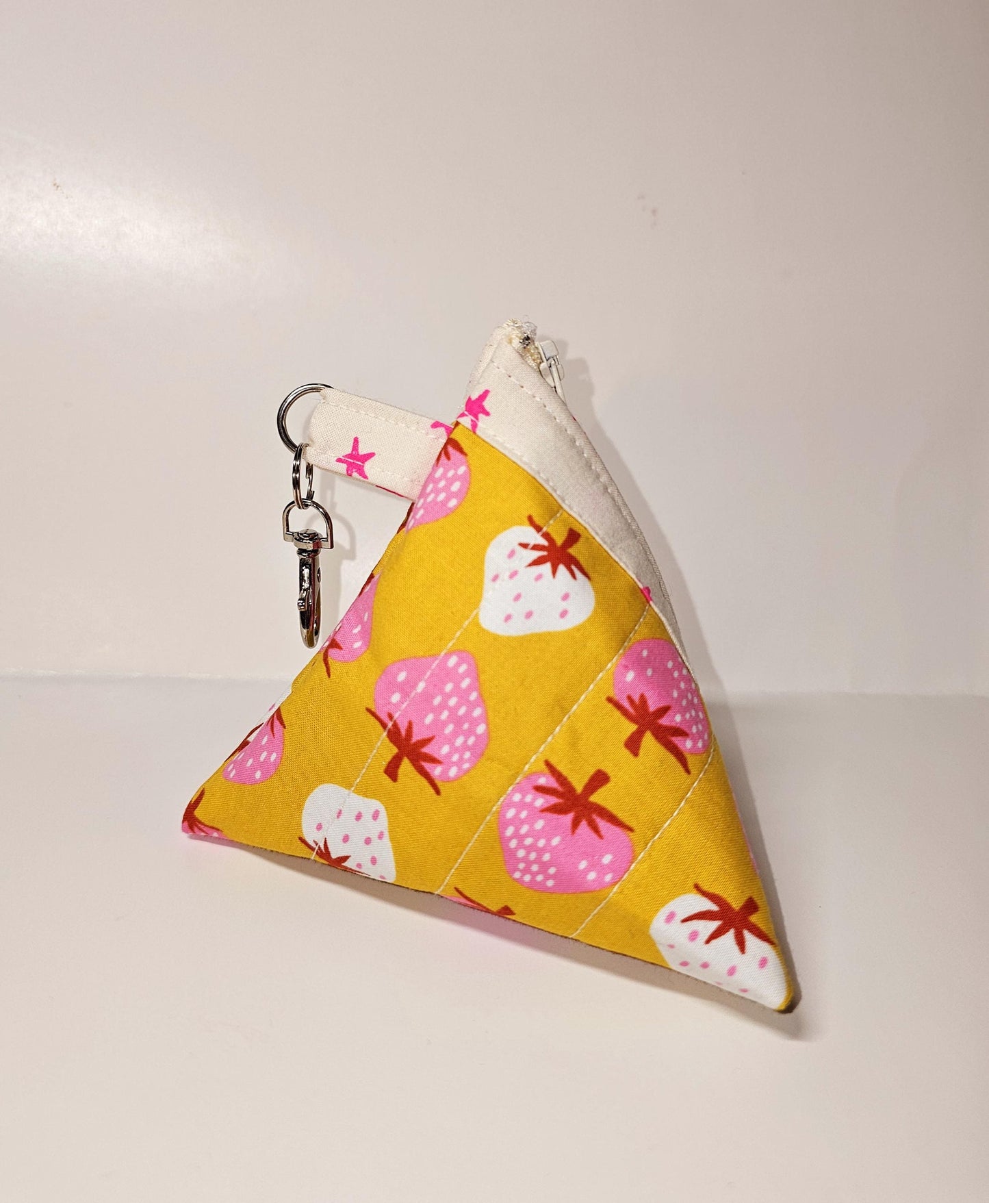 Pyramid Zippered Pouch, Coin Purse, Gifts for Her, Ruby Star Society, Quilted Pouch, Christmas Gift, Stocking Stuffers, Strawberry Pouch