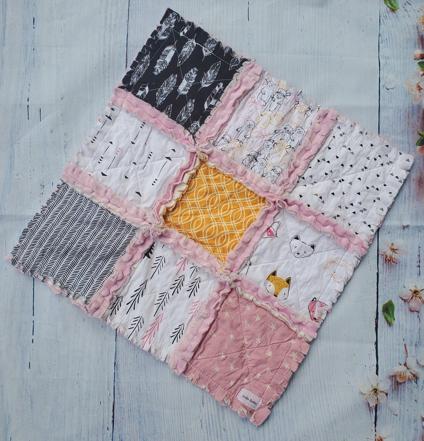 Handmade Quilt, Woodland Animals, Baby Shower Gift, Baby Quilt, Security Blanket, Crib Quilt, Baby Lovey, Rag Quilt, Gender Neutral Quilt