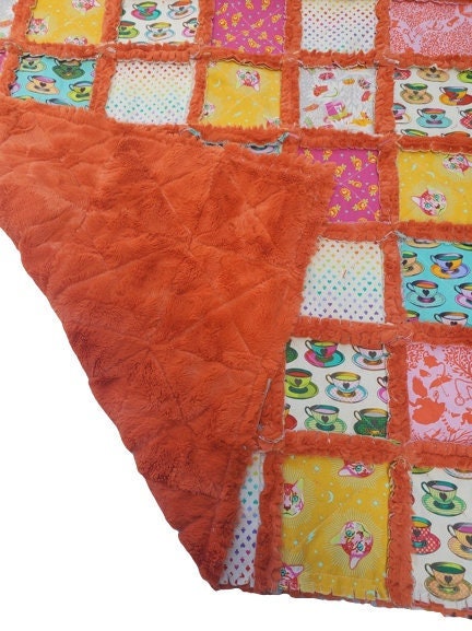Handmade Quilt, Patchwork Quilt, Crib Quilt, Minky Rag Quilt, Alice in Wonderland, Baby Quilt, Baby Shower Gift, Lovey Blanket, Boho Quilt