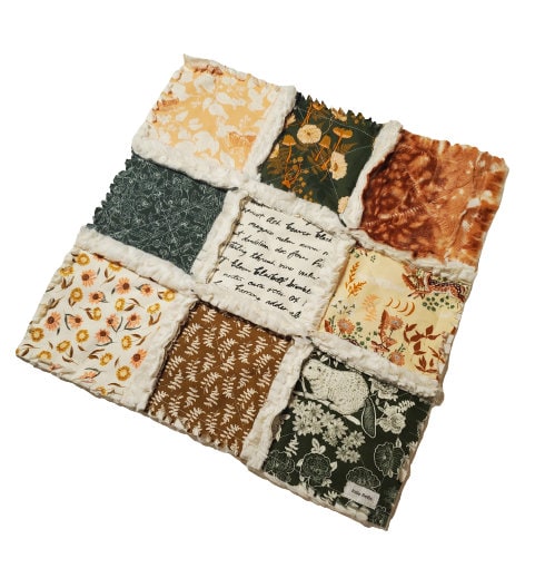 Woodland Quilt, Baby Quilt, Patchwork Crib Quilt, Minky Rag Quilt, Woodland Animals Quilt, Baby Girl Quilt, Crib Bedding, Nursery Bedding