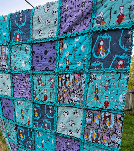 Handmade Quilt, Crib Quilt, Rag Quilt, Nightmare Before Chritmas, Baby Shower Gift, Lovey Blanket, Patchwork Quilt, Boho Quilt, Toddler
