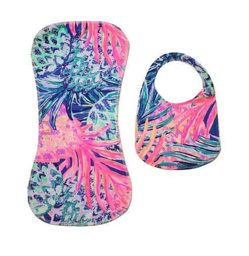 Lilly Mermaids Gift Set, Bib & Burp Cloth Set, Bibs for Girls, Baby Shower Gift, Gift for New Mom, Gifts for Her, Mermaids Cove, Burp Cloth