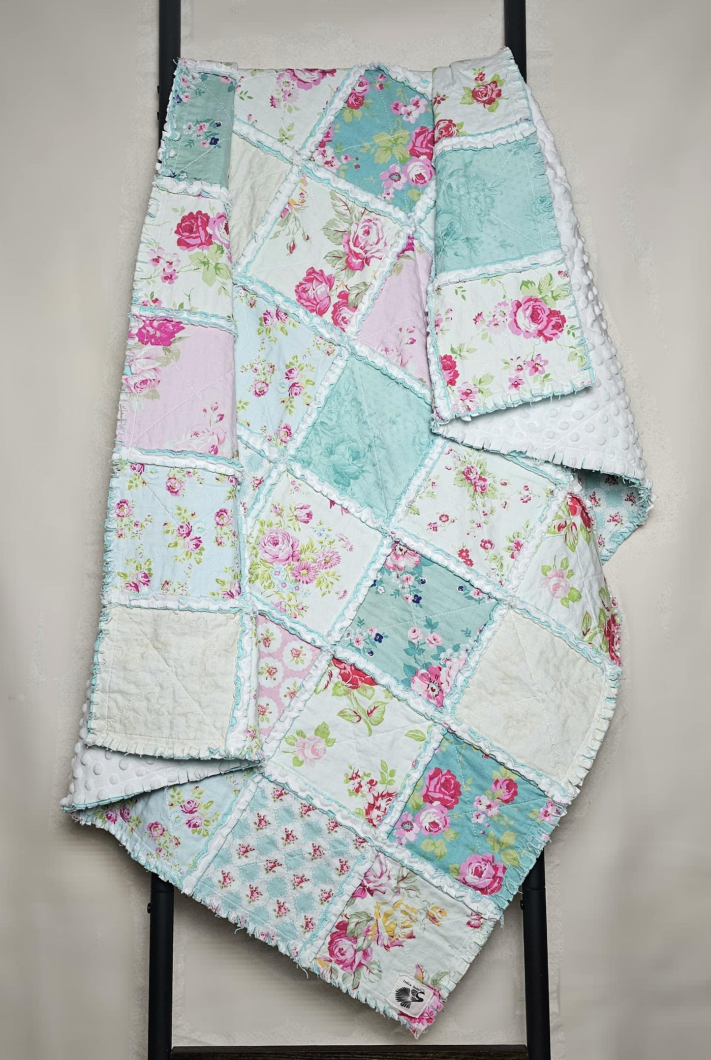 Handmade Quilt, Baby Shower Gift, Shabby Chic Quilt, Crib Quilt, Rag Quilt, Floral Quilt, Lovey Blanket, Patchwork Quilt, Toddler Quilt