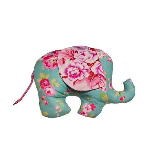 Floral Baby Gift, Stuffed Animal, Plush Elephant, Baby Shower Gift, Vintage Roses, Gifts for Her, Boho Baby Gift, Handmade Plushie