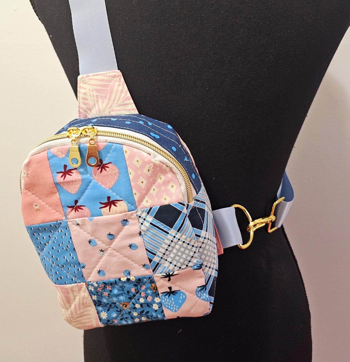 Mini Sling Backpack, Crossbody Backpack, Patchwork Purse, Ruby Star Society, Gift for Girls, Christmas Gift, Strawberry & Friends, Mav Sling