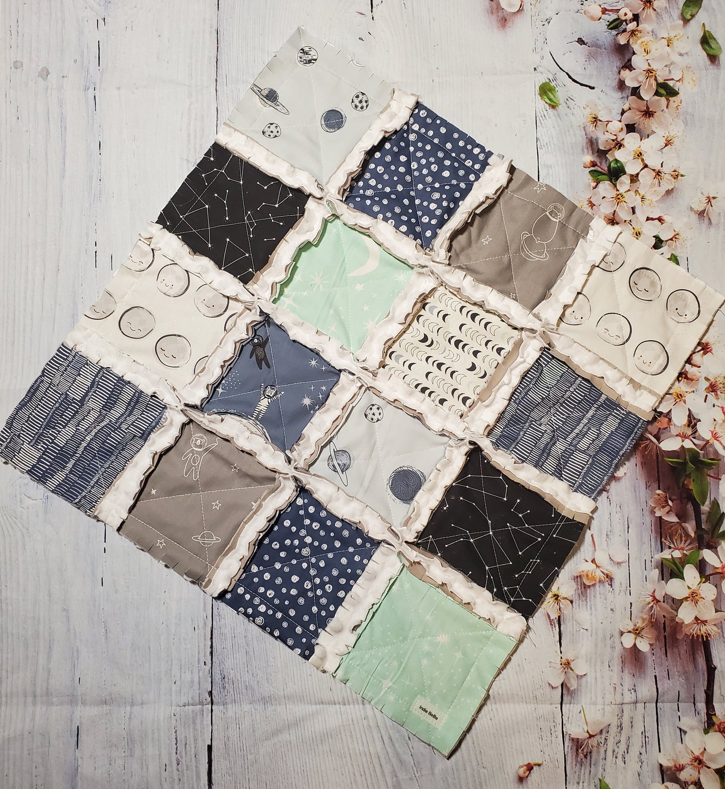 Handmade Quilt, Baby Shower Gift, Crib Quilt, Love You to the Moon and Back, Baby Shower Gift, Lovey Blanket, Gender Neutral Quilt, Boho