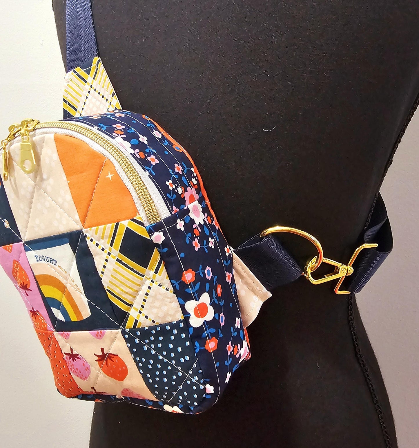 Mini Sling Backpack, Crossbody Backpack, Patchwork Purse, Ruby Star Society, Gift for Girls, Christmas Gift, Strawberry & Friends, Mav Sling