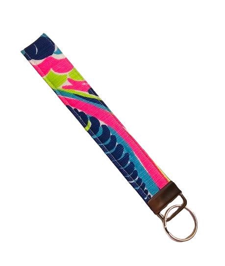 Key Fob Keychain, Keychain Wristlet, Lilly Fabric, Key Wristlet,  Fabric Keychain, Wristlet Keyfob, Wristlet Keychain, Gift for Her, Preppy