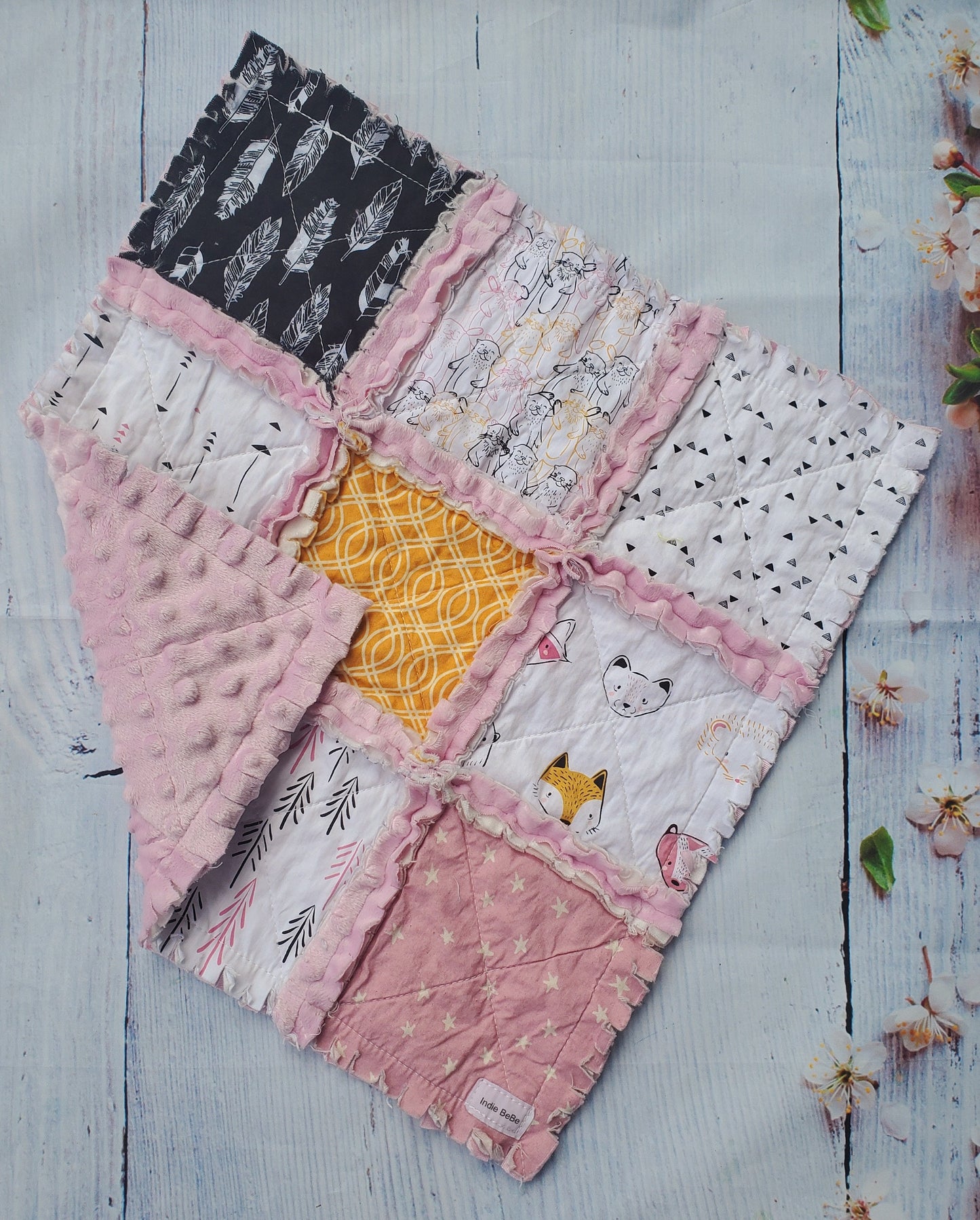 Handmade Quilt, Woodland Animals, Baby Shower Gift, Baby Quilt, Security Blanket, Crib Quilt, Baby Lovey, Rag Quilt, Gender Neutral Quilt