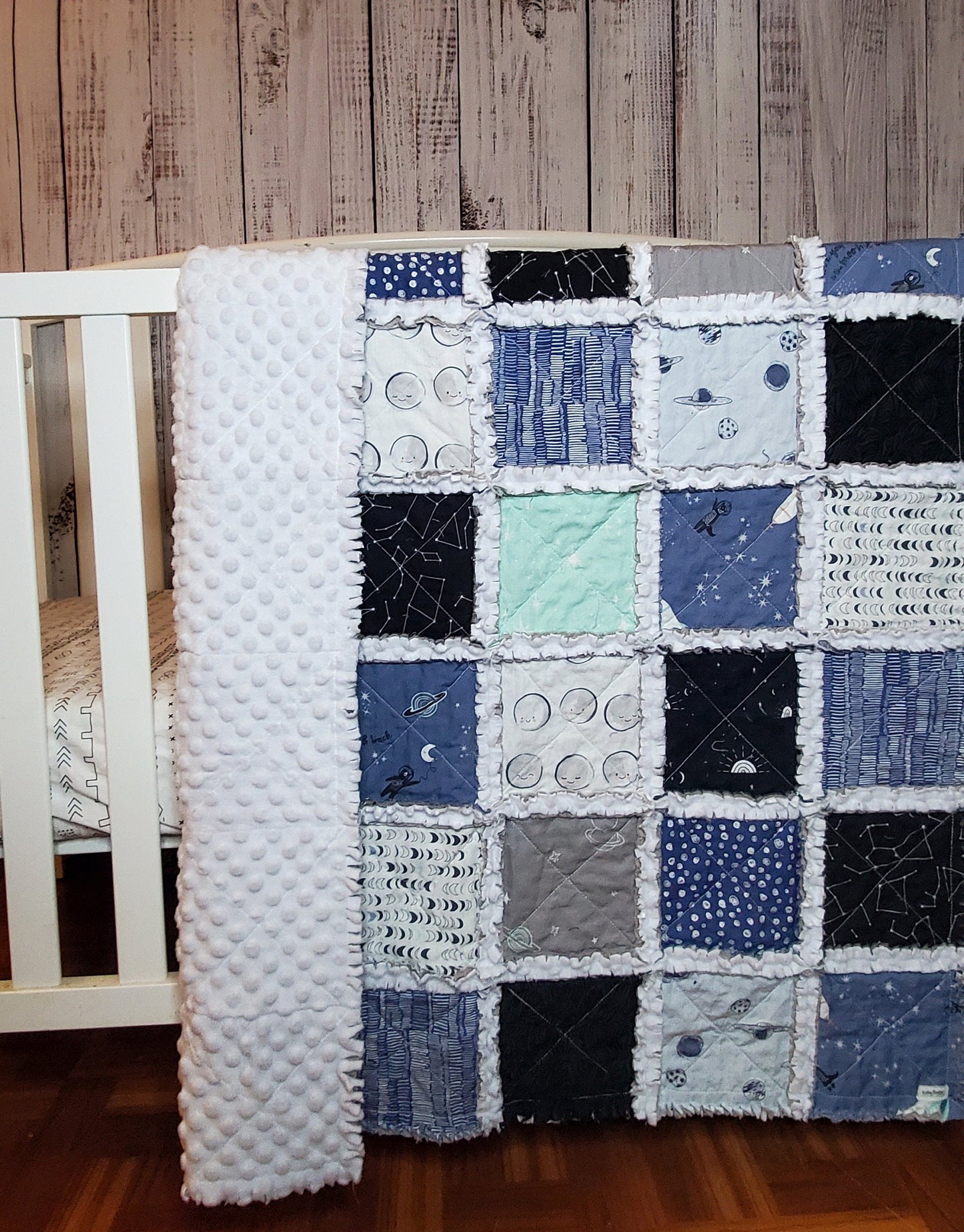 Handmade Quilt, Baby Shower Gift, Crib Quilt, Love You to the Moon and Back, Baby Shower Gift, Lovey Blanket, Gender Neutral Quilt, Boho