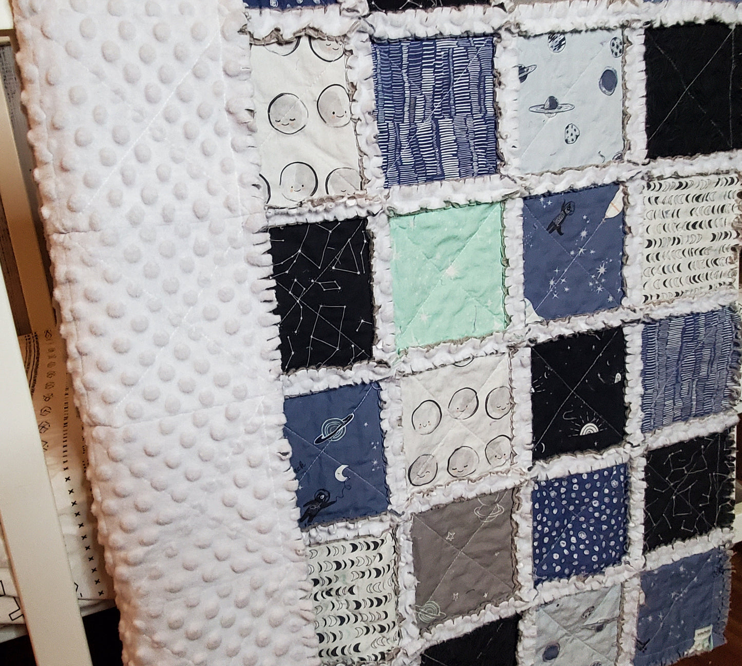 Handmade Quilt, Baby Shower Gift, Crib Quilt, Love You to the Moon and Back, Baby Shower Gift, Lovey Blanket, Gender Neutral Quilt, Boho