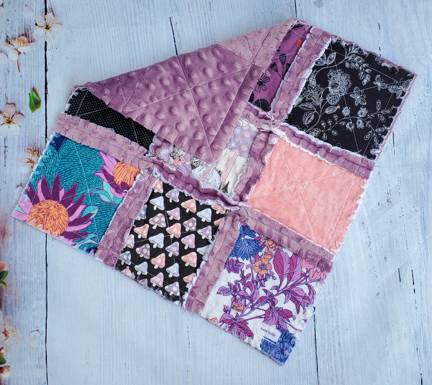 Handmade Quilt, Lovey Blanket, Alexander Henry Sprites of Tillbrook, Minky Rag Quilt, Baby Blanket Lovey, Fairy Blanket, baby Shower Gift