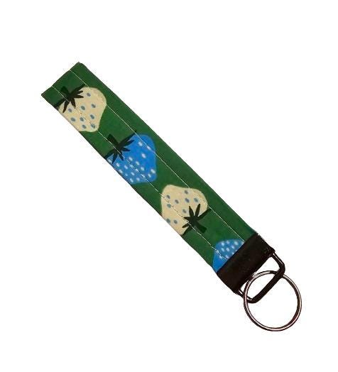 Key Fob Keychain, Keychain Wristlet, Ruby Star Society, Key Wristlet,  Fabric Keychain, Strawberry Keyfob, Wristlet Keychain, Gift for Her