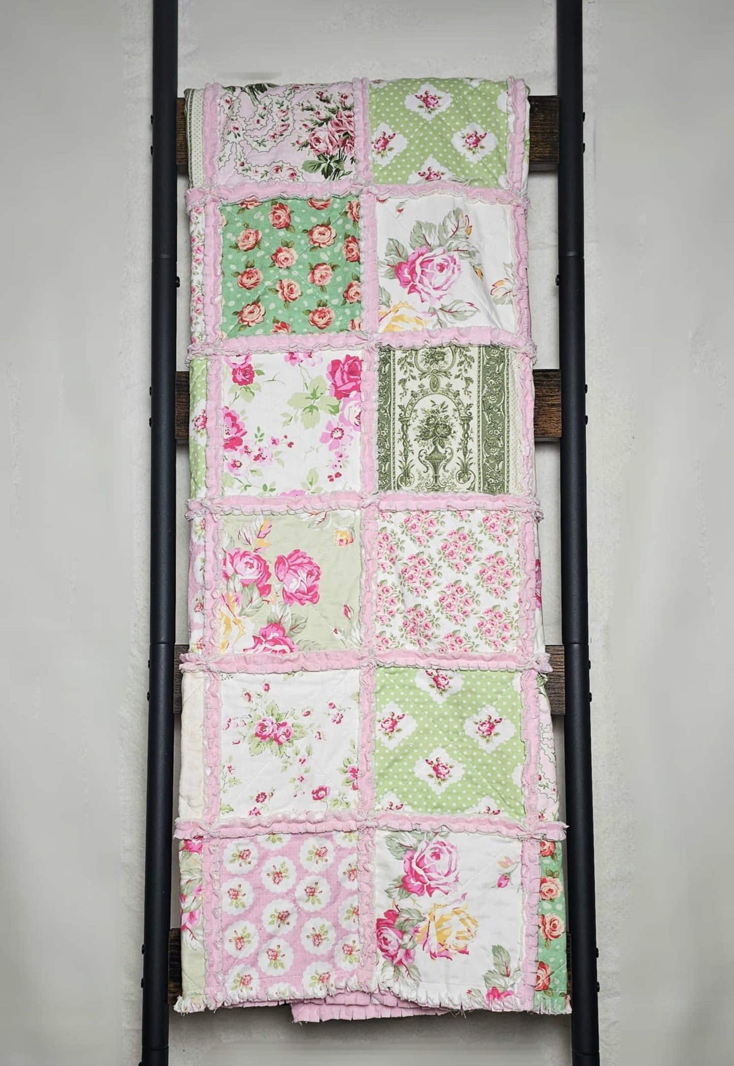 Handmade Quilt, Baby Shower Gift, Shabby Chic Quilt, Crib Quilt, Rag Quilt, Floral Quilt, Lovey Blanket, Patchwork Quilt, Toddler Quilt