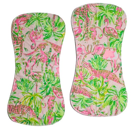 Lilly On Parade Gift Set, Bib & Burp Cloth Set, Bibs for Girls, Baby Shower Gift, Lilly Gift Set, Gifts for Her, Jungle Animals, Burp Cloth