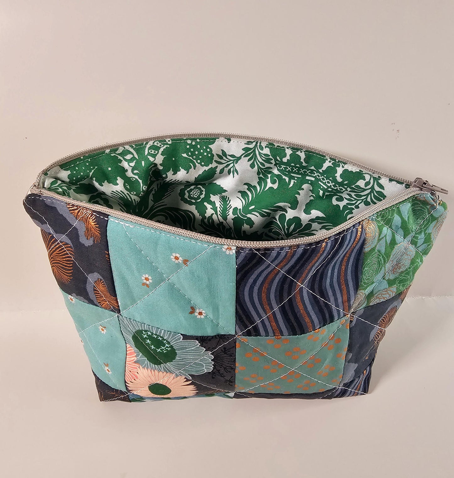 Patchwork Zippered Pouch, Cosmetic Bag, Toiletry Bag, Gifts for Her, Unique Gift, Ruby Star Society, Handmade Quilted Pouch, Christmas Gift